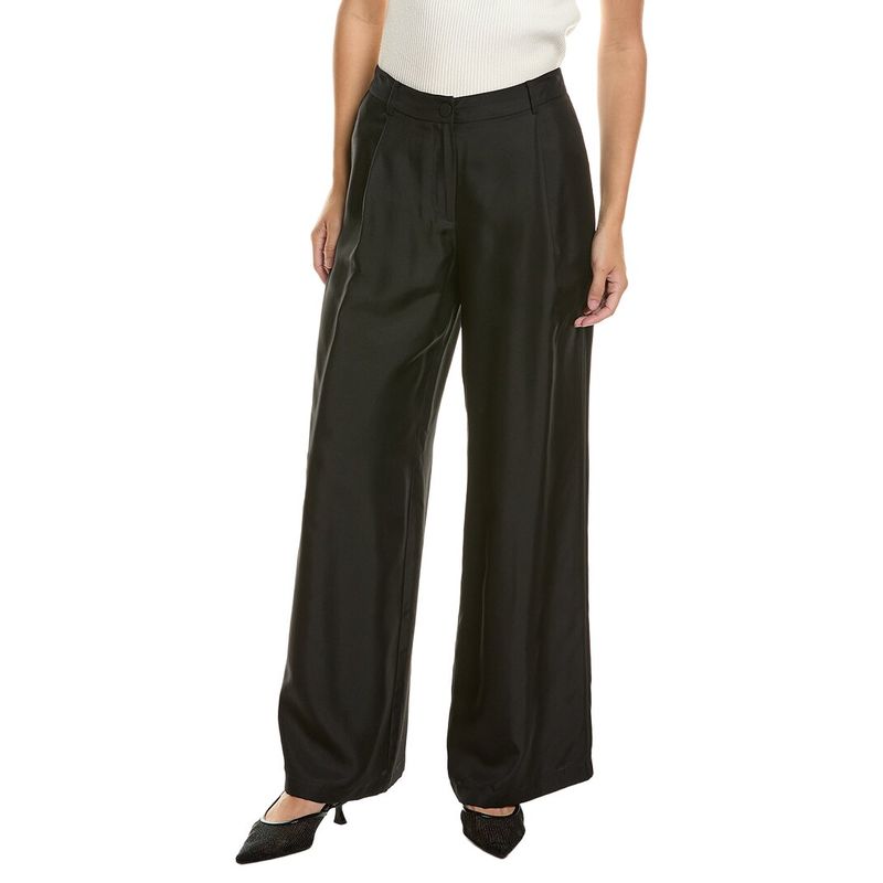 Toccin Womens Solara Pleated Wide Leg Trouser, Black